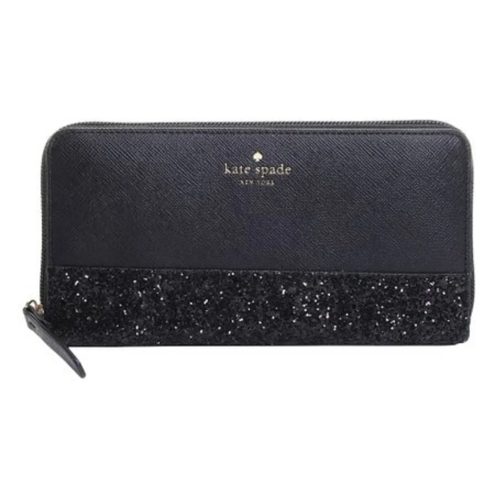 Brand New Kate Spade glitter large wallet black 🖤
